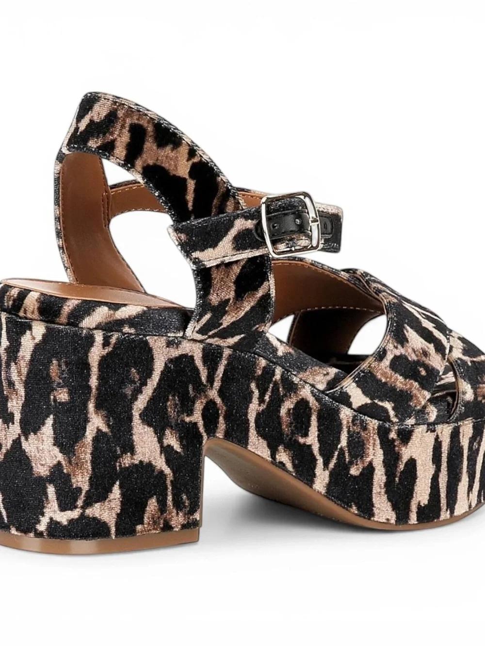 Gianni Bini Leopard Platform Sandals Women Velvet Joize Size 7.5 New